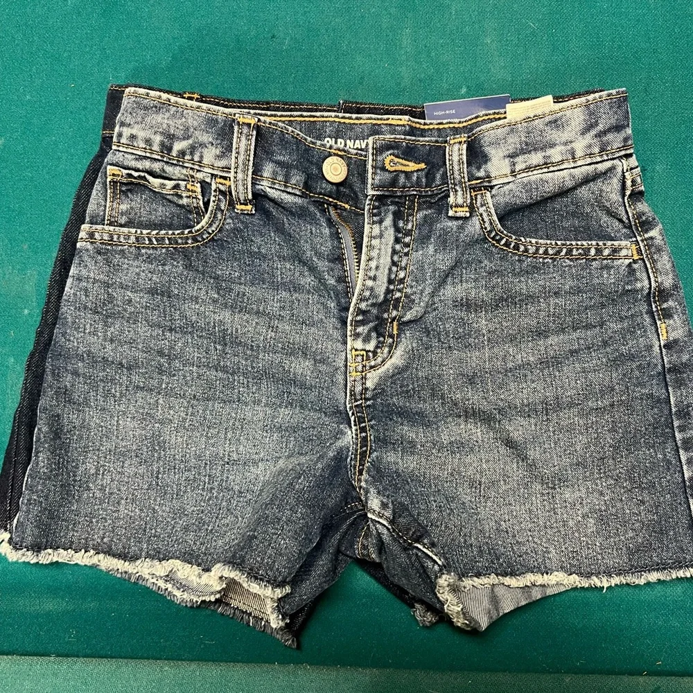 Old Navy Girls Denim Shorts - Dark Blue and Light Blue one pair NWT size 12
